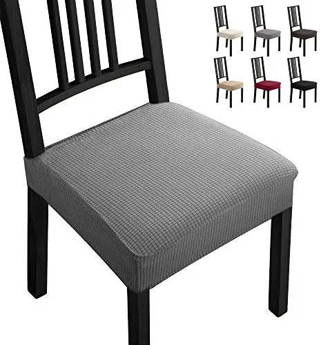 Fundas para sillas Pack de 4 Fundas sillas Comedor Fundas elásticas,Fundas de Asiento para Silla,Diseño Jacquard Cubiertas de la sillas,Extraíbles y Lavables-Decor Restaurante(Paquete de 4,Gris)-B