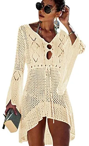 EDOTON Traje de Baño, Vestido de baño de Bikini con Encaje de Crochet y Espalda Abierta de Mujer