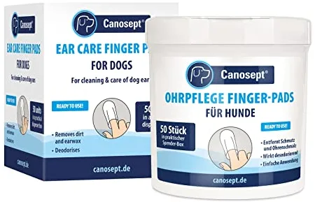 Canosept Toallitas Limpiador Oidos Perros 50 Piezas - Limpiador oidos perros - Cajas De Dedos Para Una Limpieza Práctica E Intuitiva - Cuidado E Higiene De Las Orejas De Los Perros