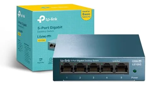 TP Link LS105G - Switch Ethernet Gigabit 5 Puertos RJ45, Plug & Play, Carcasa Metálica Resistente, Super disipación de Calor, Velocidad Estable sin retrasos, Ahorro de Energía, Silencioso, Smart TV
