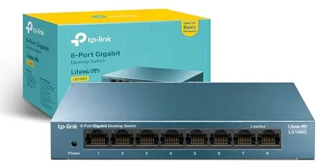 TP-Link LS108G - Switch 8 Puertos (10/100/1000) Switch Ethernet Gigabit, Carcasa metálica, Ultraligero con Super disipación de calor, Ahorro de Energía, Silencioso, Sin configuración