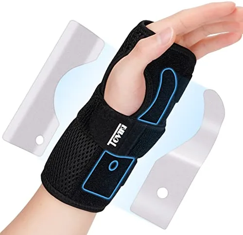TOVIKI Muñequera Tendinitis Muñeca con 2 Férulas Aluminio Extraíble Ferula Muñequeras Tunel Carpiano Ajustables Muñequera Metacarpiana para Tendinitis 1 Pieza (muñequera mano izquierda)