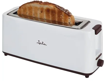 JATA TT579 - Tostadora de boca ancha (40 mm) para todo tipo de pan. Centrado automático del pan. Selector electrónico de tostado. 6 posiciones. Función de descongelación y mantenimiento del calor