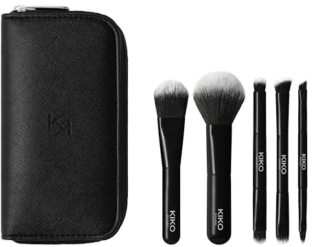 KIKO Milano Travel Brush Set | Estuche de viaje con cinco brochas/pinceles profesionales