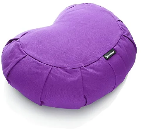 BODYMATE Cojín de Yoga Media Luna 42 cm largo 30 cm ancho 15 cm alto | Relleno de cáscaras de trigo sarraceno | Funda extragruesa y lavable en lavadora de algodón 100% | Cojín de meditación