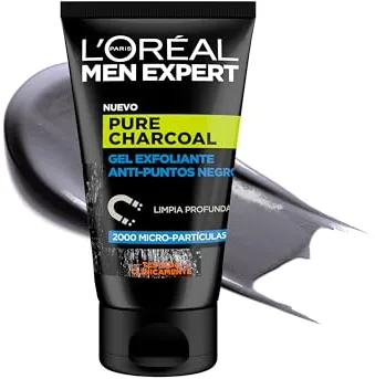 L'Oréal Paris Men Expert Pure Charcoal Gel Exfoliante Anti-Puntos Negros para Hombre, 100ml