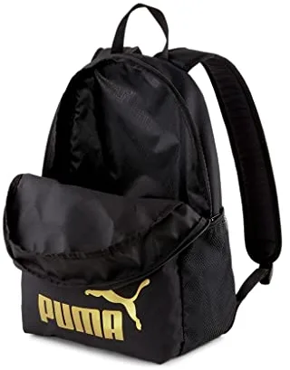 PUMA Phase Backpack Mochilla, Unisex Adulto, Black/Golden Logo, Talla única