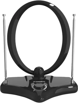 Antena de TV electrónica Superior para Interiores con amplificación de hasta 30dB, Ideal para la recepción de señal Digital terrestre - Negro - NAI-001