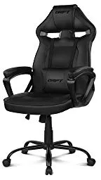 Drift Gaming DR50 – Silla Gaming Profesional en Polipiel, reposabrazos Acolchados, pistón Clase 4, Asiento basculante y Altura Regulable, cojín Lumbar, Color Negro