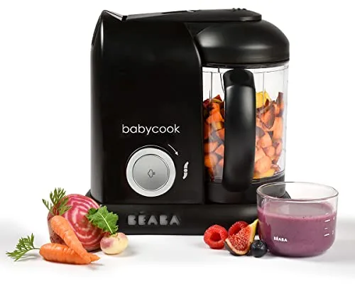BÉABA Babycook Solo, Robot de cocina infantil 4 en 1, Tritura, cocina y cuece al vapor, Cocción rápida, Comida casera y deliciosa para bebés y niños, Comida variada para tu bebé, Negro