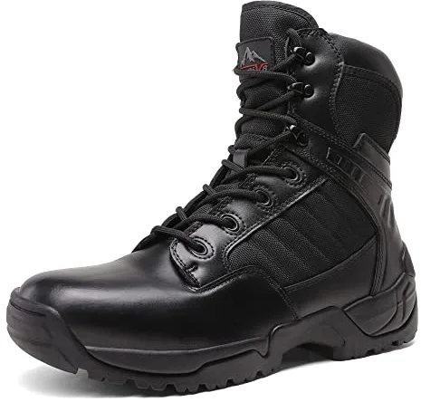 NORTIV 8 Botas de Trabajo Tácticas Militares para Hombre con Cremallera Lateral Botas de Combate de Motocicleta Desert,Size 42,Negro,Desert