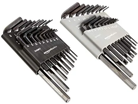 Amazon Basics Juego de llaves allen/hexagonales de 36 piezas - pulgadas/SAE y métrico