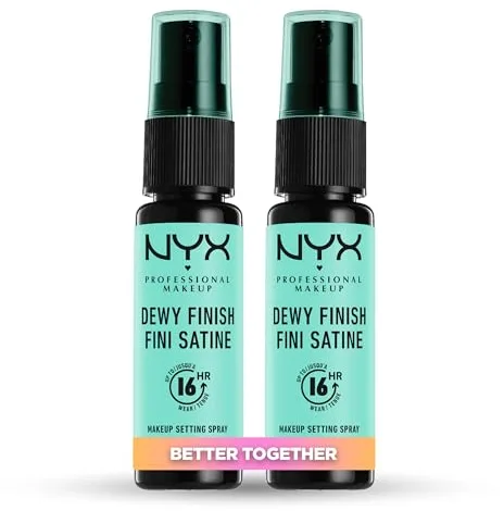 NYX Professional Makeup Spray fijador Makeup Setting Spray, Larga duración, Ligero, Fórmula vegana, Acabado Dewy (hidratado), Pack doble, 60 ml