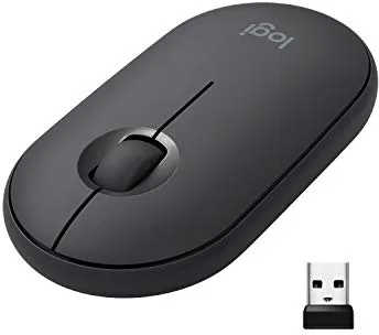 Logitech Pebble Ratón Inalámbrico, Bluetooth o 2,4 GHz con Receptor Unifying, Ratón con Clic Silencioso para Portátil/Notebook/PC/Mac/iPad OS/Chromebook - Negro