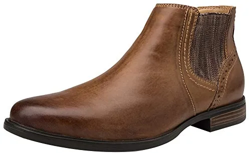 Jamron Hombres Piel Genuina Occidental Vendimia Chelsea Botas Cremallera Botines Marrón SN01752 EU43