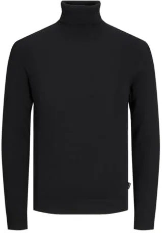 JACK & JONES Jjeemil Knit Roll Neck Noos Camiseta Cuello Alto, Negro (Black Black), Large para Hombre