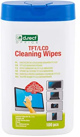 D.RECT 110276 Toallitas limpiadoras para pantallas LCD LED y teléfonos móviles Tablet o teclado táctil | Dispensador 100 toallitas