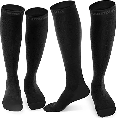 CAMBIVO 2 Pares Medias de Compresión Mujer y Hombre, 20-30mmHg Calcetines Compresion, Compression Socks para Deporte, Recuperación, Enfermera, Viaje Avion, Running