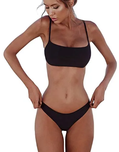 Meioro Conjuntos de Bikinis para Mujer Push Up Bikini Traje de baño de Tanga de Cintura Baja Trajes de baño Adecuado Viajes Playa