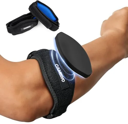 CAMBIVO 2x Codera Epicondilitis Hombre y Mujer, Coderas Compresion Ajustable y Antideslizante, Cincha Epicondilitis Brazalete para Tendinitis, Alivio del Dolor, Codo Tenista, Gym, Fitness