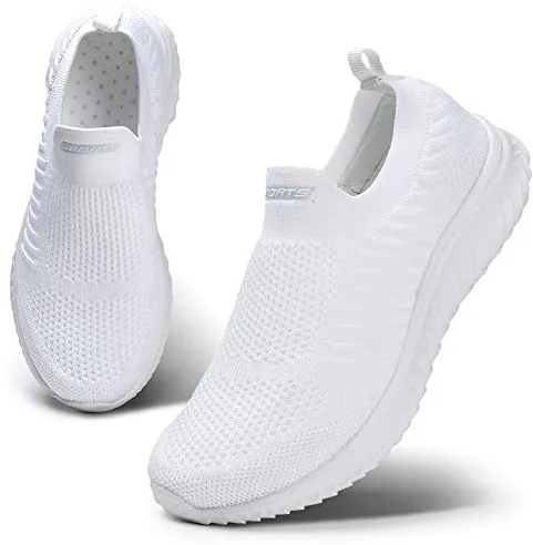 HKR Zapatos Slip-on Mujer para Sin Cordones Casual Running Fitness Andar Blancas 38 EU