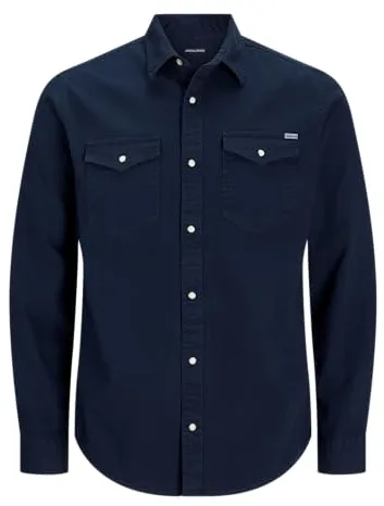 Jack & Jones Jjesheridan Shirt L/S Noos Camisa, Dark Navy Fit:Slim, M Hombre