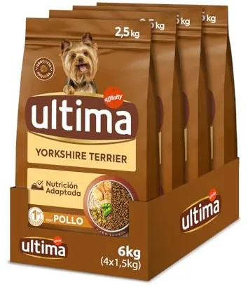 Ultima Pequeño Yorkshire Terrier Pollo, Comida seca para perros, Pack de 4 x 1,5kg, Total 6kg