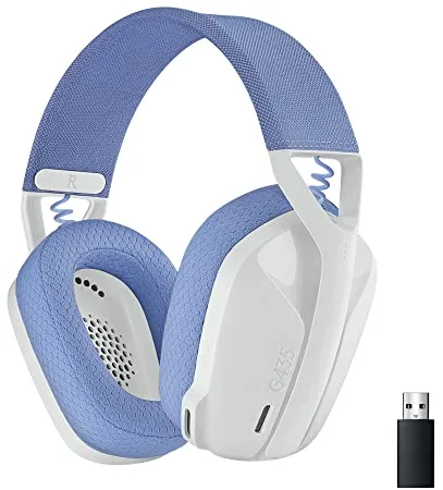 Logitech G G435 LIGHTSPEED, auriculares inalámbricos y Bluetooth para gaming - Auriculares ligeros circumaurales, micrófonos integrados, Dolby Atmos, PC,PS4, PS5,Nintendo Switch/Switch 2, móvil-Blanco