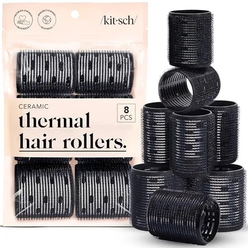 Kitsch Rodillos de cerámica para el cabello, rodillos térmicos de agarre automático, rizadores de pelo, 8 unidades (paquete variado)