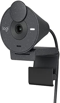 Logitech Brio 300 Full HD Webcam con Obturador de privacidad, micrófono con reducción de Ruido, USB-C, certificada para Zoom, Microsoft Teams, Google Meet, corrección automática de luz - Grafito