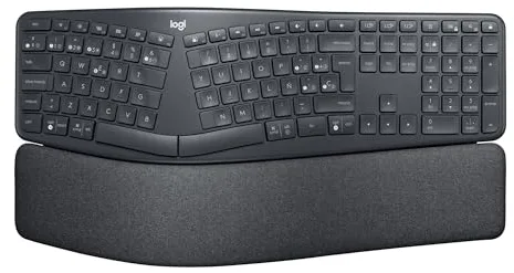 Logitech Ergo K860 Teclado inalámbrico y ergonómico - Teclado Partido, reposamanos, Escritura Natural, conectividad Bluetooth y USB, Compatible con Windows/Mac, Disposición QWERTY Español - Grafito