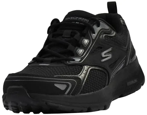 Skechers Go Run Consistent, Zapatillas de trail running Hombre, Black Leather Synthetic Charcoal Trim, 42 EU