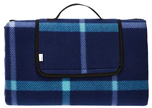 Amazon Basics Manta para pícnic Cocina con base impermeable, 200 x 200 cm, Cheque azul