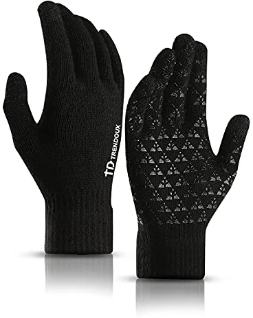 TRENDOUX Guantes tactiles y termicos para hombre y mujer en invierno - Guantes Cálidos y Antideslizantes para Aire Libre deporte running ciclismo y Escalada movil - Negro XL