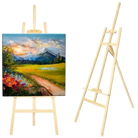 CHELY INTERMARKET Caballete Madera 170 CM Natural Caballete Plegable Para Pintura Lienzo Profesional Artistas Niños Adultos Acrílico Óleo Acuarela Trípode Soporte Portátil Estudio Manualidades