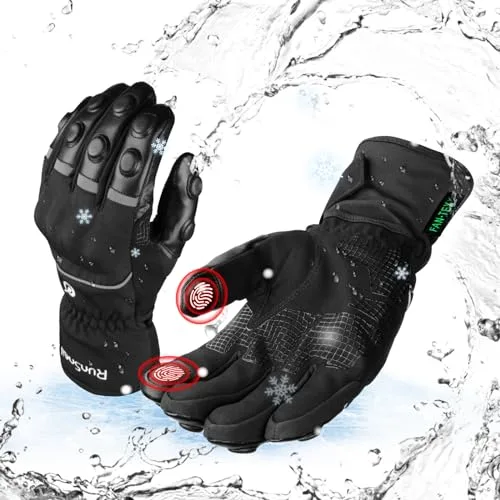 2KP CE Guantes De Moto Invierno Para Hombre Y Mujer, Guantes Moto Impermeables A Prueba Viento Cálidos Guantes Motociclista Con Puño Largo Y Protección Dura En Los Nudillos Guantes Pantalla Táctil, XL