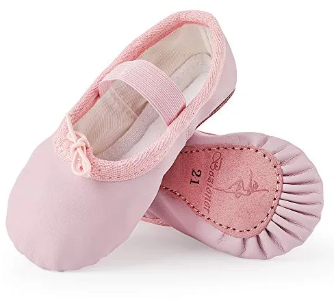 Zapatillas de Danza Cuero Zapatos de Ballet y Gimnasia Baile para Niña y Mujer Rosa 25