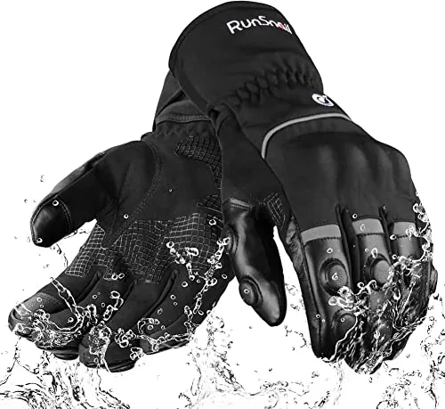 2KP CE Guantes De Moto Invierno Para Hombre Y Mujer, Guantes Moto Impermeables A Prueba Viento Cálidos Guantes Motociclista Con Puño Largo Y Protección Dura En Los Nudillos Guantes Pantalla Táctil, M