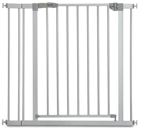 hauck Stop N Safe 2 Silver Barrera Seguridad Niños | Valla Infantil para Puertas y Escaleras de 84 a 89 cm – Sin Taladrar – Seguridad Bebé - Aptas como Vallas para Perros – Solo para Interiores