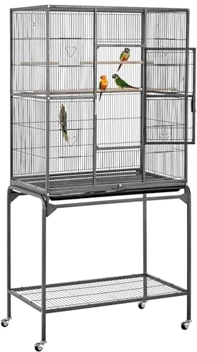 Yaheetech Jaula para Pájaros Jaula Grande con Ruedas Jaula para Aves Canarios 81 x 47 x 160 cm