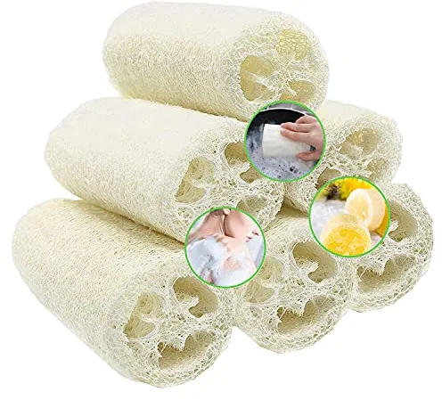 Loofah Natural, Esponjas De Luffa Nature Exfoliante Cuerpo Spa Loofah Scrubber Para Baño Y Cuidado Del Espalda, 10 Cm - 6 Piezas