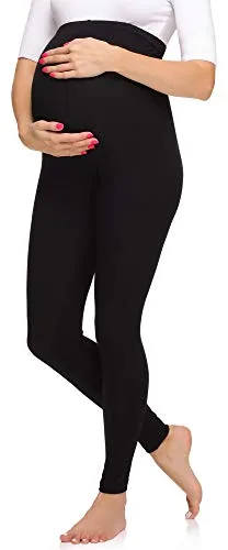 Merry Style Leggins Premamá Pantalones Largos de Mujer Mallas largas de Embarazo Pantalones para mujer embarazada MS10-297 (Negro, L)