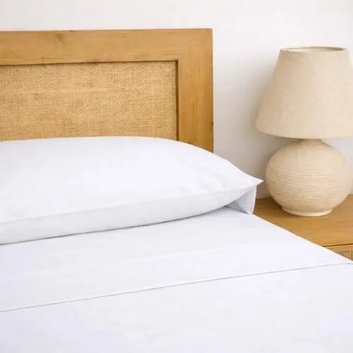 TRAMAS+ Sabanas 150x190 / 200cm 100% algodón, Suave y Traspirable, Juego de sábanas 4 Piezas, Sabana Bajera Ajustable, Encimera, 2 Fundas de Almohada 90x45cm, Certificado Oeko Tex- (Cama 150, Blanco)