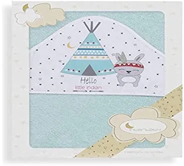 Interbaby - Capa de Baño Bebe Verde | Toalla Bebe con Capucha 100% Algodón, 100x100cm, Unisex | Suave, Cómoda, Secado Rápido | Ideal para Recién Nacidos, Bebes y Niños Pequeños | Diseño Tipi Oso
