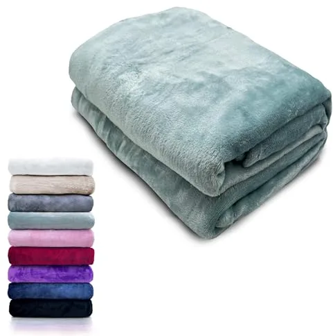 HTE Manta Microfibra Suave para Sofá y Cama, Super Caliente para Adulto y Niño,Sin Arrugas (Verde, 130 x 160 cm)