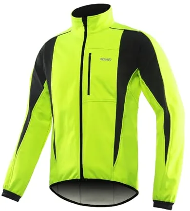 ARSUXEO de ciclismo Chaqueta de bicicleta transpirable térmica de invierno para hombre 15K Verde M