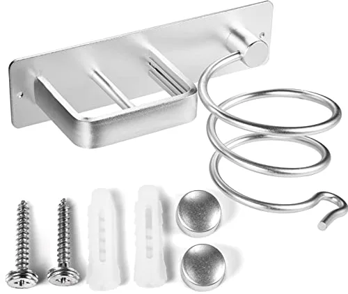 YUET - Soporte Secador De Pelo Profesional para secador de Pelo en Espiral para Colgar en la Pared, Organizador de Almacenamiento,Soporte para Plancha de Pelo de Aluminio para Baño Hotel Dormitorio