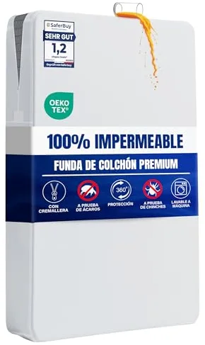 Utopia Bedding Funda de Colchón 90 x 190 x 30 cm Impermeable con Cremallera, Certificado Oeko-Tex, Cubre Colchon
