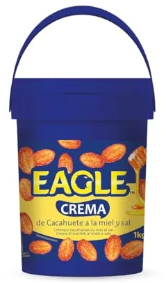 Eagle - Crema de Cacahuete Frita con Miel y Sal 1kg - Sin Gluten, Sin Lactosa, Vegetariana, Cremosa Untable, Sin Aceite de Palma, Ideal para Desayunos y Meriendas