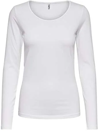 Only Mujer Onllive Love Life L/s Oneck Top Noos Jrs Camiseta Not Applicable, Blanco, S